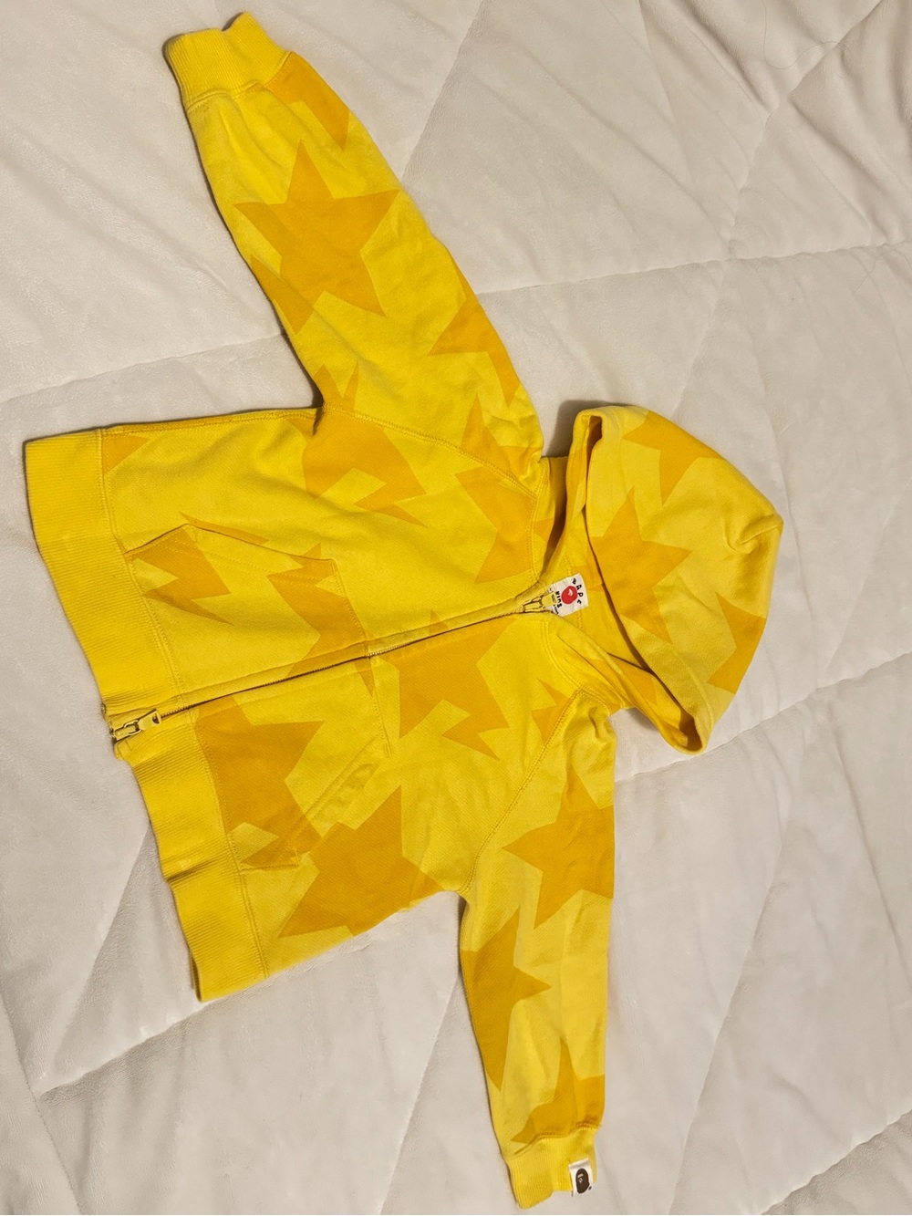 Yellow Star Pattern Zip Hoodie